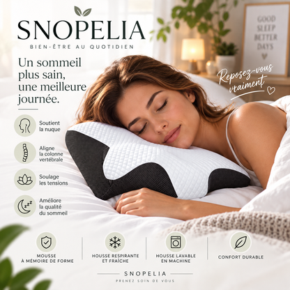 Oreiller Ergonomique SNOPELIA™ – Confort & Soutien